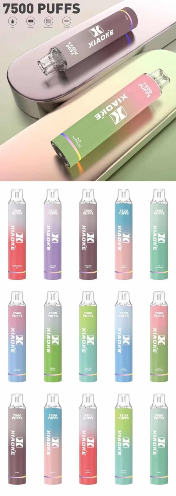 XIAOKE 7500 PUFFS 梟客棄式抛電子煙 一次性霧化桿推薦·